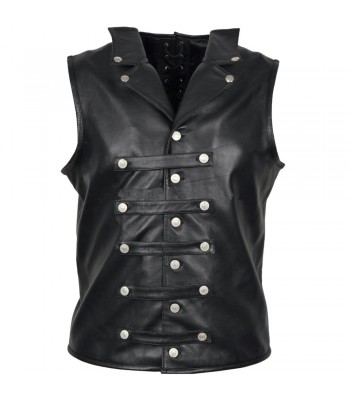 Men Steampunk Leather Biker Vest Steel Boned Waistcoat Victorian Vest Button Style (2025)